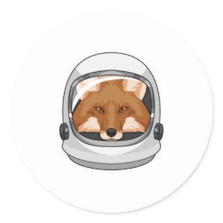 Fox as Astronaut with Helmet Classic Round Sticker