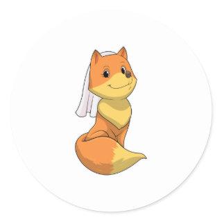 Fox as Bride with Veil Classic Round Sticker