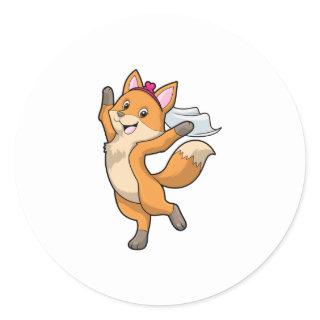 Fox as Bride with Veil & Heart Classic Round Sticker