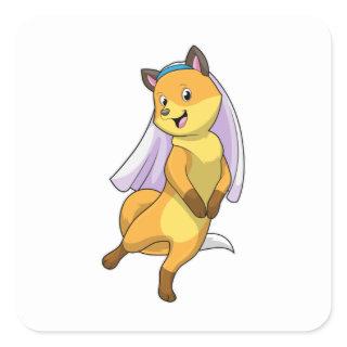 Fox as Bride with Veil Square Sticker