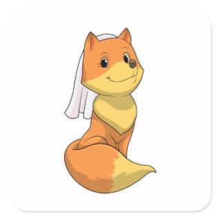 Fox as Bride with Veil Square Sticker