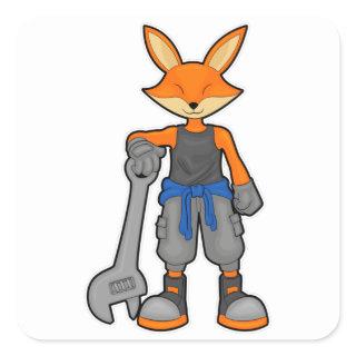 Fox as Mechanic with Spanner Square Sticker