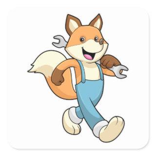 Fox as Mechanic with Wrench Square Sticker