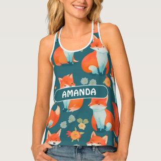 Fox Watercolor Colorful Personalized Pattern Tank Top
