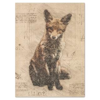 Fox Wildlife Retro Drawing Tissue Paper