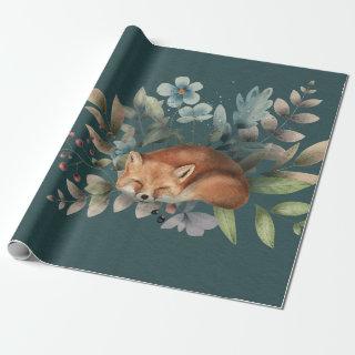 Fox With Flowers Cute Woodland Animal Art Painting
