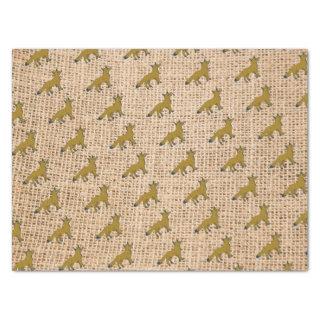 Foxes on burlap tissue paper
