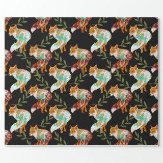 Foxes With Nature Pattern Design