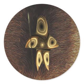 Fractal Inuit Hunter Classic Round Sticker