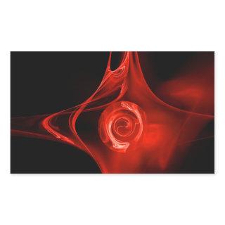 FRACTAL ROSE , red ,black Rectangular Sticker