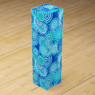 Fractal swirl pattern, cobalt blue wine gift box