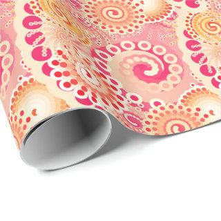 Fractal swirl pattern, coral, peach