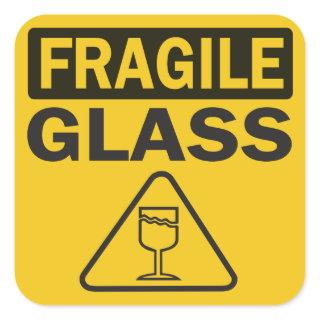 Fragile Glass shipping or mailing Square Sticker
