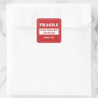 Fragile Handle With Care Mailing and Packaging Square Sticker