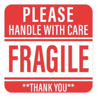 Fragile Handle With Care Warning Square Sticker