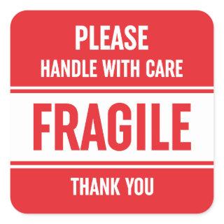 Fragile Handle With Care Warning Square Sticker