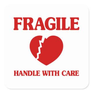 Fragile Heart Handle With Care Square Sticker