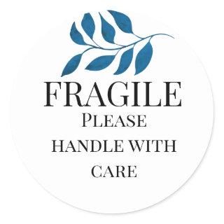 Fragile please handle with care with leaf classic round sticker