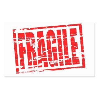 Fragile red rubber stamp effect rectangular sticker
