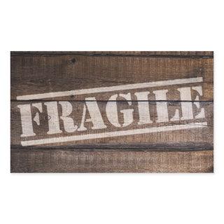 Fragile wood crate vintage rectangular sticker