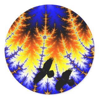 Fraktal mandelbrot Walden Raben wood raven Classic Round Sticker