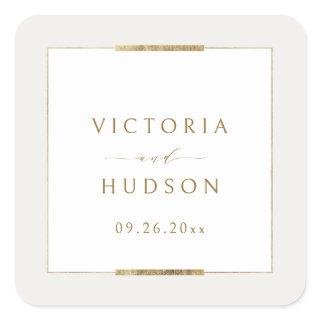 Framed Elegance Simple Modern Classy Wedding Square Sticker