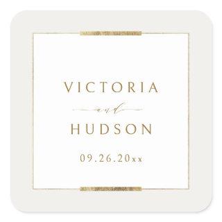 Framed Elegance Simple Modern Classy Wedding Square Sticker