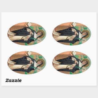 Framed Portrait of St. Rose of Lima (Detail; K 48) Oval Sticker