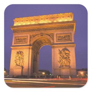 France, Paris, Arc de Triomphe at dusk. Square Sticker
