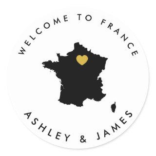 France Wedding Welcome Sticker for Box, Bag