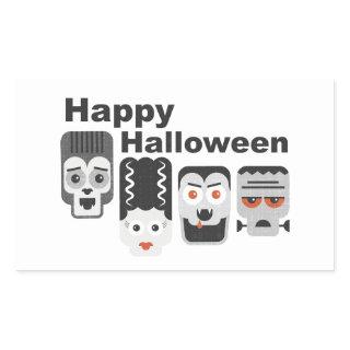 Frankenstein and spooky friends - black, white and rectangular sticker