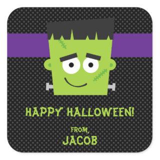 Frankenstein Halloween Sticker, Kids Halloween Square Sticker