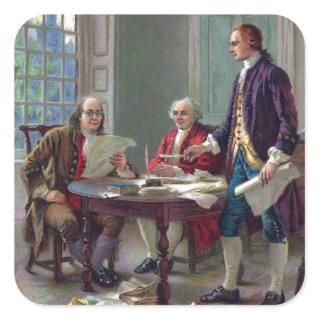 Franklin, Adams and Jefferson In Philadelphia 1776 Square Sticker