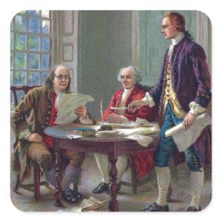 Franklin, Adams and Jefferson In Philadelphia 1776 Square Sticker