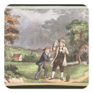 Franklin's experiment in electricity square sticker