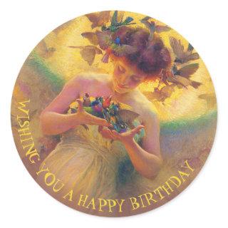 Franz Dvorak Angel of the birds CC0030 Birthday Classic Round Sticker