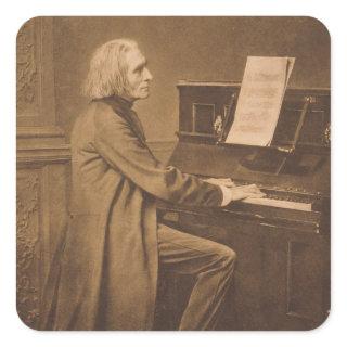 Franz Liszt  at the Piano Square Sticker