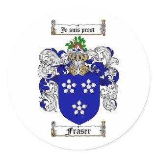 FRASER FAMILY CREST -  FRASER COAT OF ARMS CLASSIC ROUND STICKER