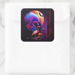 Freaky Halloween Flamingo Horror Square Sticker