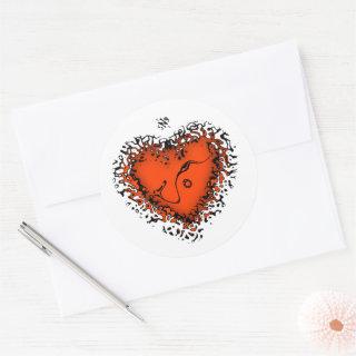 Freaky heart v3 classic round sticker