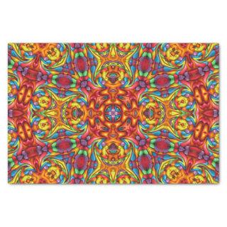 Freaky Tiki Red Vintage Fractal Kaleidoscope Tissue Paper