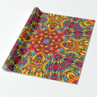 Freaky Tiki Red Vintage Fractal Kaleidoscope