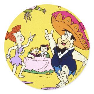 Fred Flintstone Wilma Barney and Betty Fiesta Classic Round Sticker