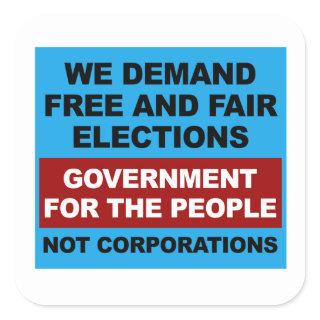 Free and Fair Elections Square Sticker