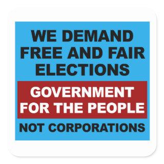 Free and Fair Elections Square Sticker