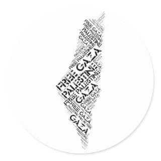 Free Gaza Free Palestine Map Cloud Word Classic Round Sticker