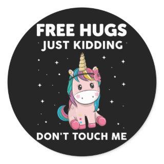 Free Hugs Just Kidding Do Not Touch Me Classic Round Sticker