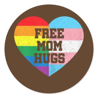 Free Mom Hugs Gay Pride Transgender Rainbow Flag  Classic Round Sticker