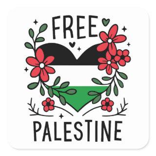 Free palestine flag square sticker