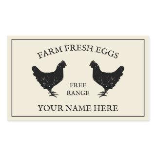 Free range farm fresh eggs rustic chicken drawing rectangular sticker